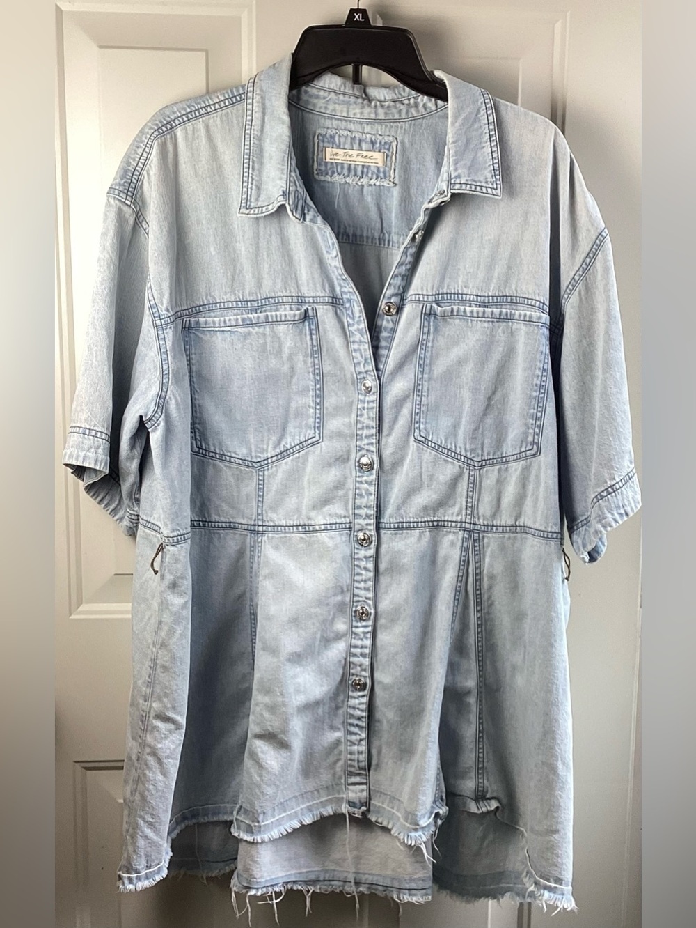 We The Free light blue denim button-front shirt mini dress